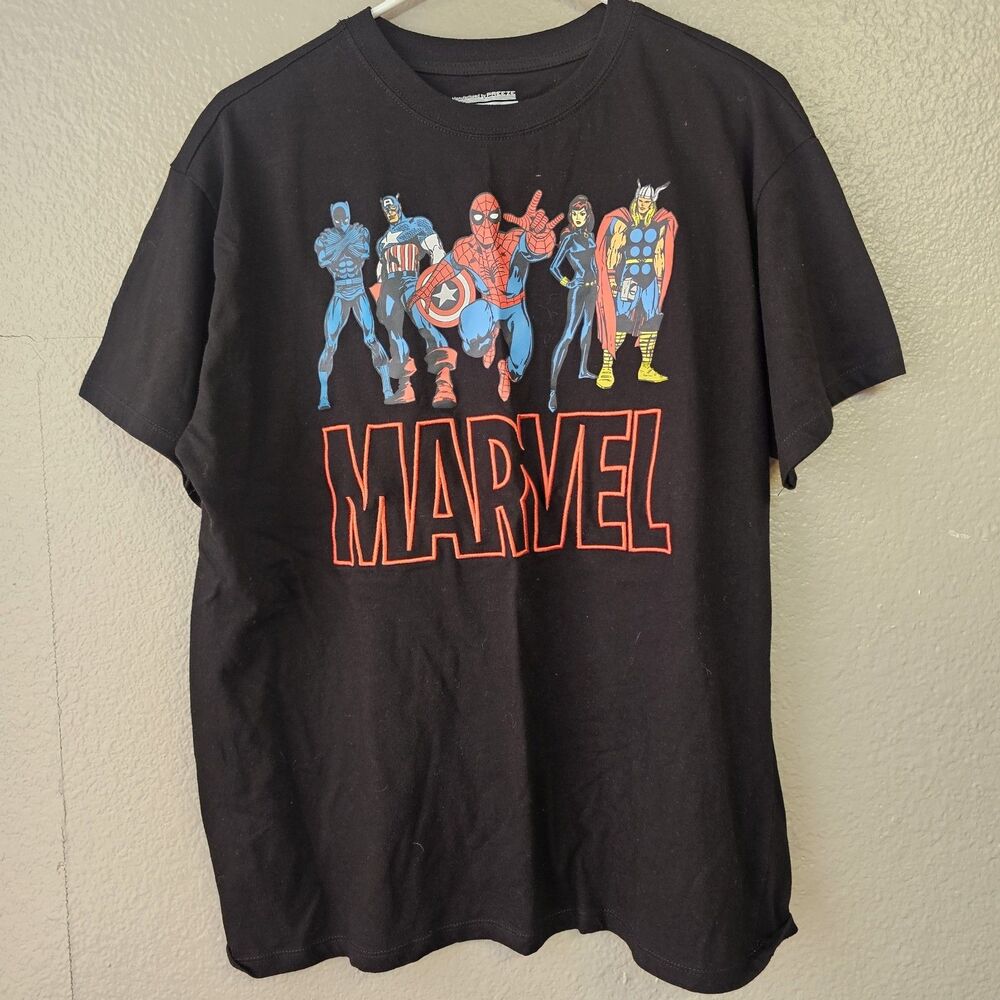 Marvel Avengers Graphic T-Shirt Black Spider-Man  Captain America Thor XL K165